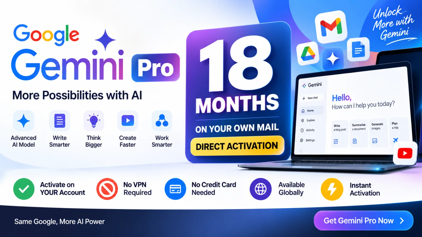 Pratinjau Gemini Pro 18 Month + 5TB + Antigravity