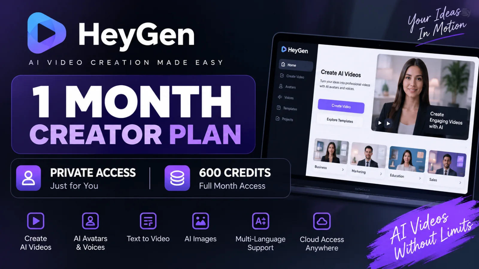 Pratinjau Heygen Creator 1 Bulan